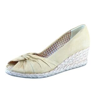 Hush Puppies Soft Style Size 9 M Beige Open Toe Wedge Fabric‎ Women